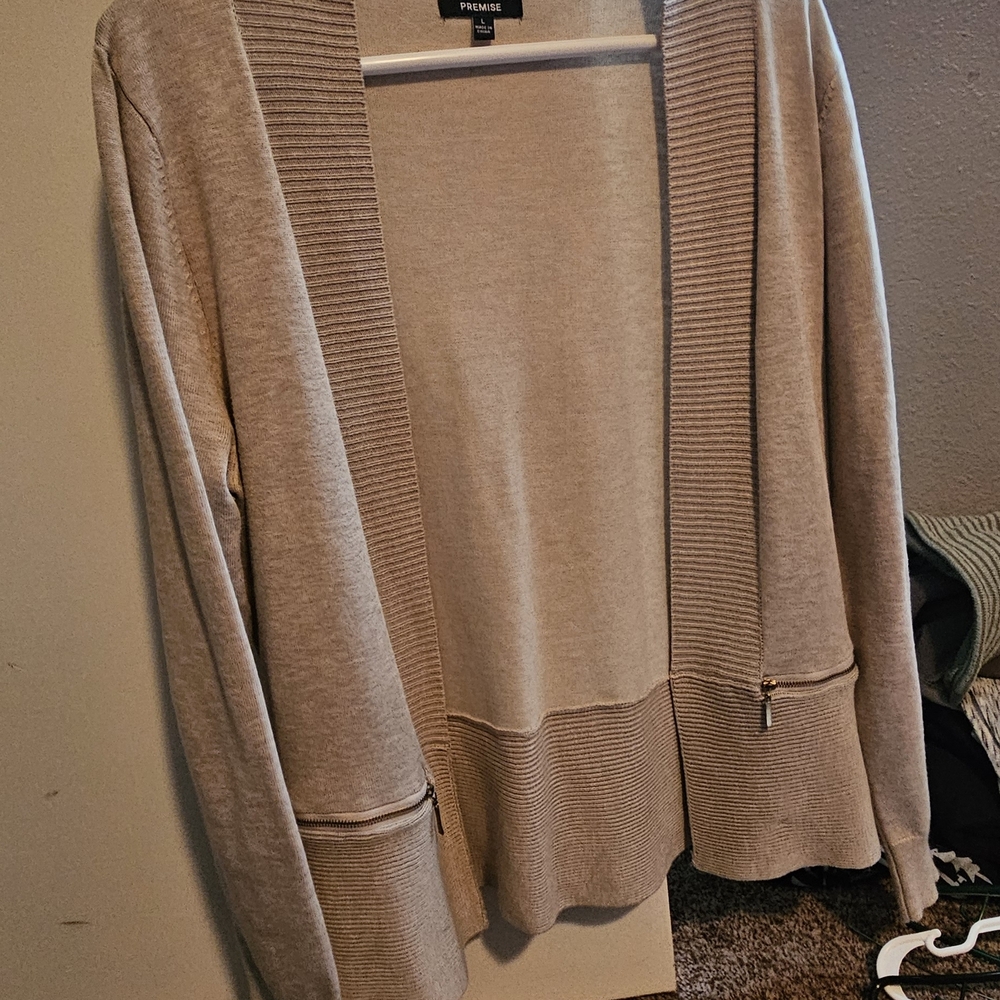 Premise Light Beige Cardigan Sweater
